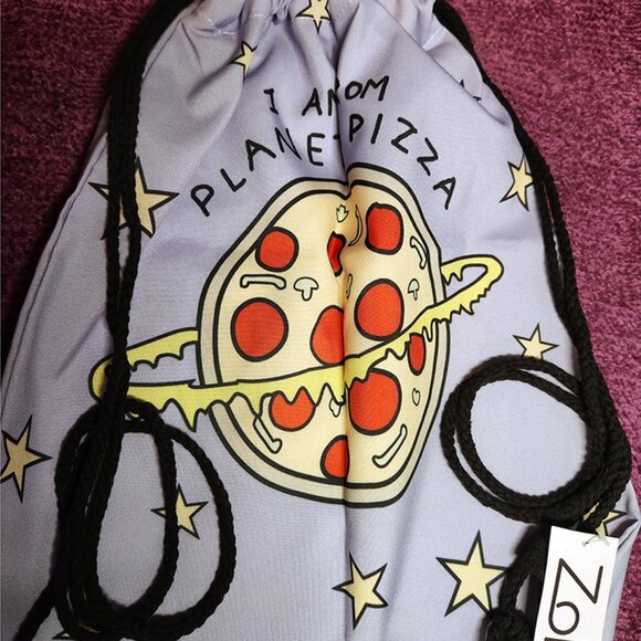 Zohra Planet Pizza Drawstring/Backpack - NWT - Picture 3 of 4